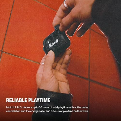 Marshall Motif II ANC - True Wireless Active Noise Cancelling Bluetooth Headphones Earbuds 30 Hours Playtime Black