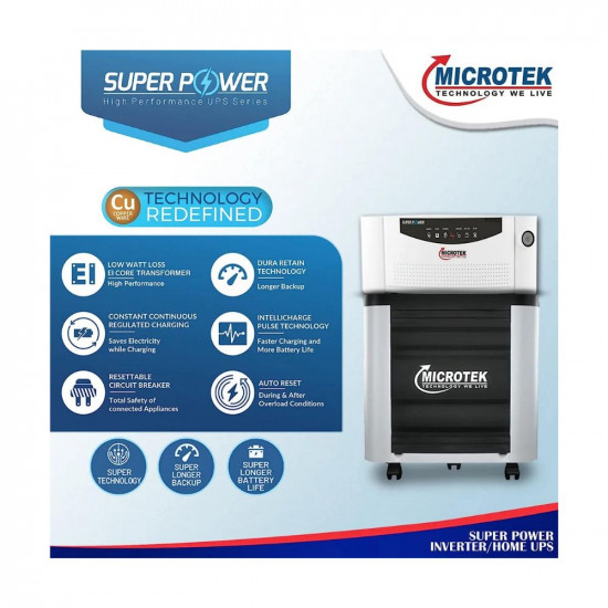 Microtek Brand Super Power Advanced Digital InverterUPS Series for Home Office Shops - 800VA672W 900-12V