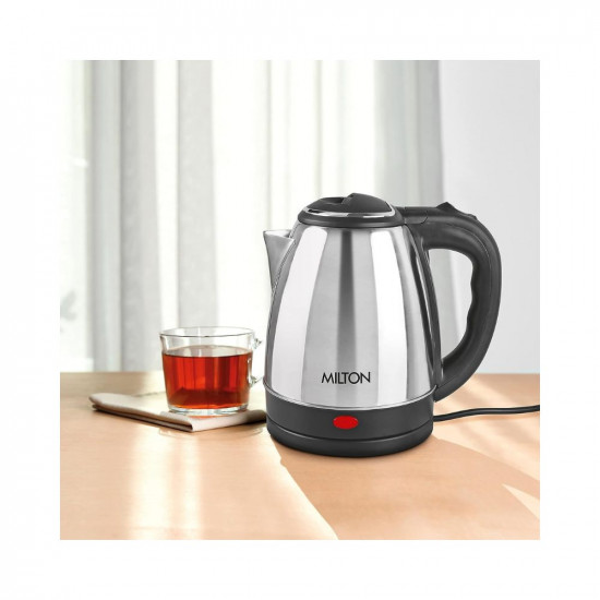 Milton Euroline Go Electro 12 Stainless Steel Electric Kettle 1 Piece 12 Litres Silver Power Indicator 1500 Watts Auto Cut-off Detachable 360 Degree Connector Boiler for Water