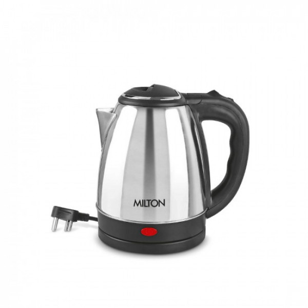 Image of Milton Euroline Go Electro 1.2 Stainless Steel Electric Kettle, (1 Piece), 1.2 Litres, Silver | Power Indicator | 1500 Watts | Auto Cut-off | Detachable 360 Degree Connector | Boiler for Water