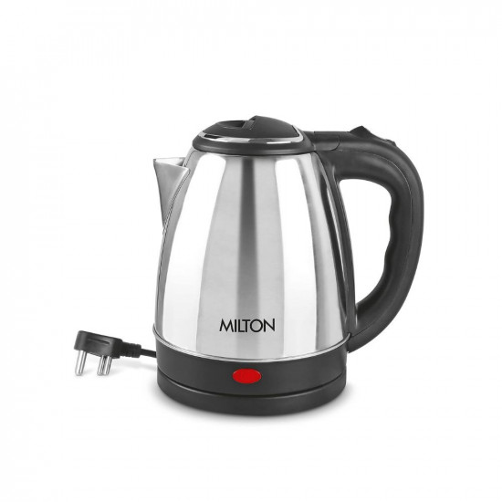 Milton Euroline Go Electro 15 Stainless Steel Electric Kettle 1 Piece 15 Litres Silver Power Indicator 1500 Watts Auto Cut-off Detachable 360 Degree Connector Boiler for Water