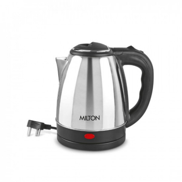 Image of Milton Euroline Go Electro 1.5 Stainless Steel Electric Kettle, 1 Piece, (1.5 Litres), Silver | Power Indicator | 1500 Watts | Auto Cut-off | Detachable 360 Degree Connector | Boiler for Water