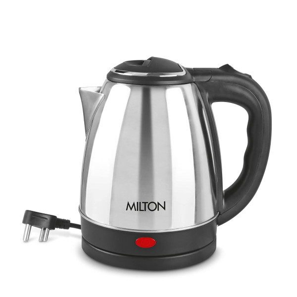 Image of Milton Euroline Go Electro 2.0 Stainless Steel Electric Kettle, 1 Piece, 2 Litre, Silver, Power Indicator, 1500 Watts, Auto Cut-off, Detachable 360 Degree Connector, Boiler for Water, Instant Noodles