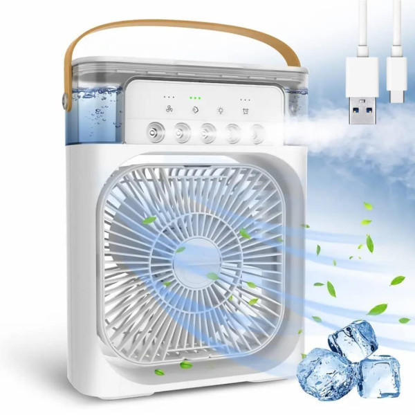 Image of MiNi aIr cOoLeR MiSt fAn pOrTaBlE HuMiDiFiEr CoOlEr fOr hOmE WiTh 3 sPeEd mOdE WiTh wAtEr sPrAy, 7 CoLoR LeD AnD TiMeR, uSb pErSoNaL CoOlEr dEsK FaN HuMiDiFiEr U793