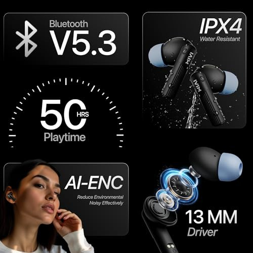Mivi DuoPods C1 New Launch HD Call Clarity Ear Buds Wireless Longer Playtime 13mm Bass Drivers Low Latency for Best Gaming Experience Type-C Charging Made in India TWS Earbuds