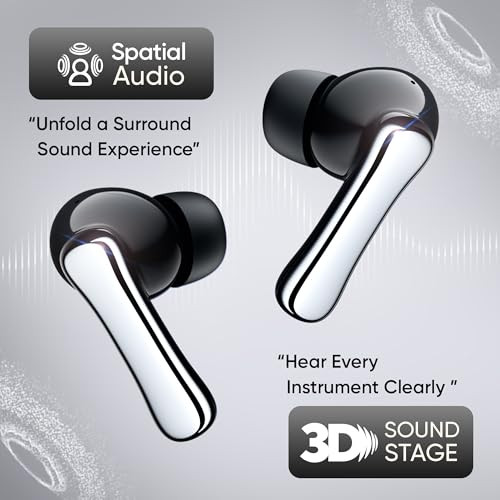 Mivi SuperPods Halo Flagship Launch 35dB ANC Active Noise Cancellation in Ear Ear Buds Wireless Spatial Audio 60HRS Battery13mm Drivers IPX4 v54 Bluetooth Earbuds with Mic