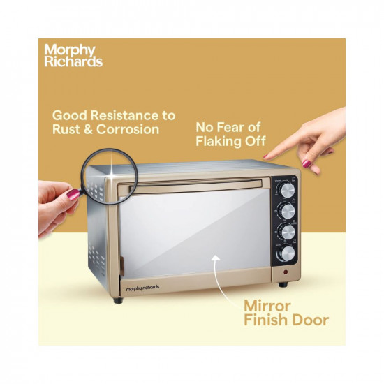 Morphy Richards 52Rcss Superb 52 Litres Oven Toaster Griller 52 Litres Otg With Dehydrate FunctionConvectionMotorized RotisserieBaking OvenPremium GoldMatt Black1800 Watts52 Liter