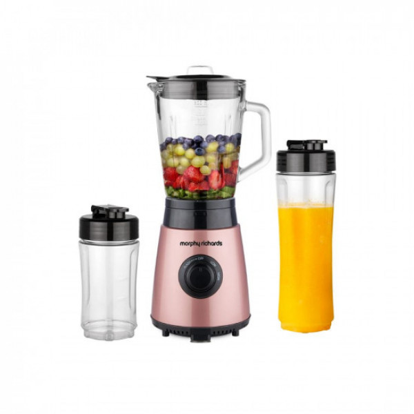 Image of Morphy Richards Blendexpert 400 W Powerful Copper Motor, 25000 Rpm, 2 Smoothie Jars With Flip Lid Top, Stainless Steel Body, Rose Gold, 400 Watt