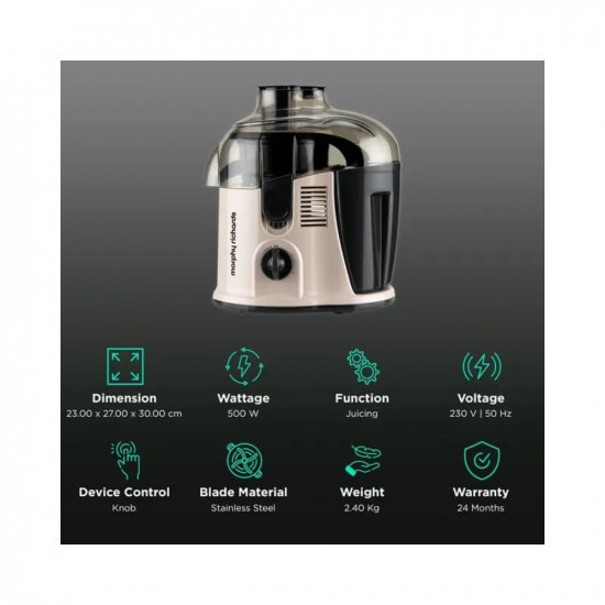 Morphy Richards Juicer 750 Watt 640129 White Black500 Watts