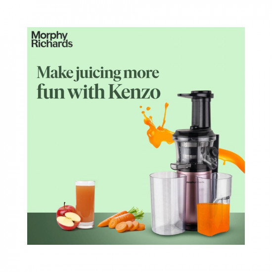 Morphy Richards Kenzo Cold Press Slow Juicer 150 Watts Powerful Dc Motor 60 Rpm Speed With Stainless Steel Filter And Rev Button Rose Gold 150 Watts