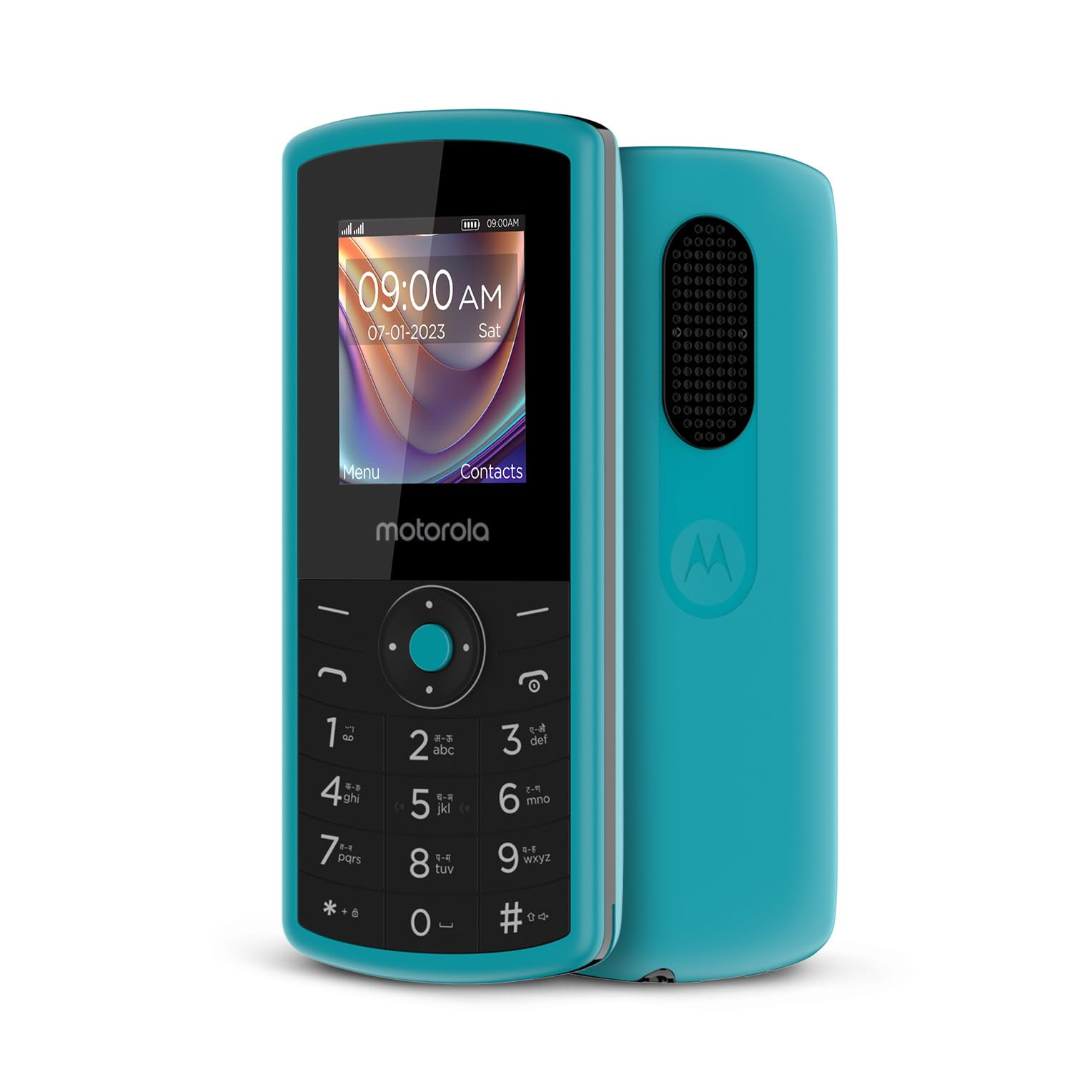 Motorola All-New A10 Dual Sim keypad Phone with Voice Feature  2 Years Replacement  Wireless FM  Bluetooth Connectivity  Auto Call Recording Teal Blue