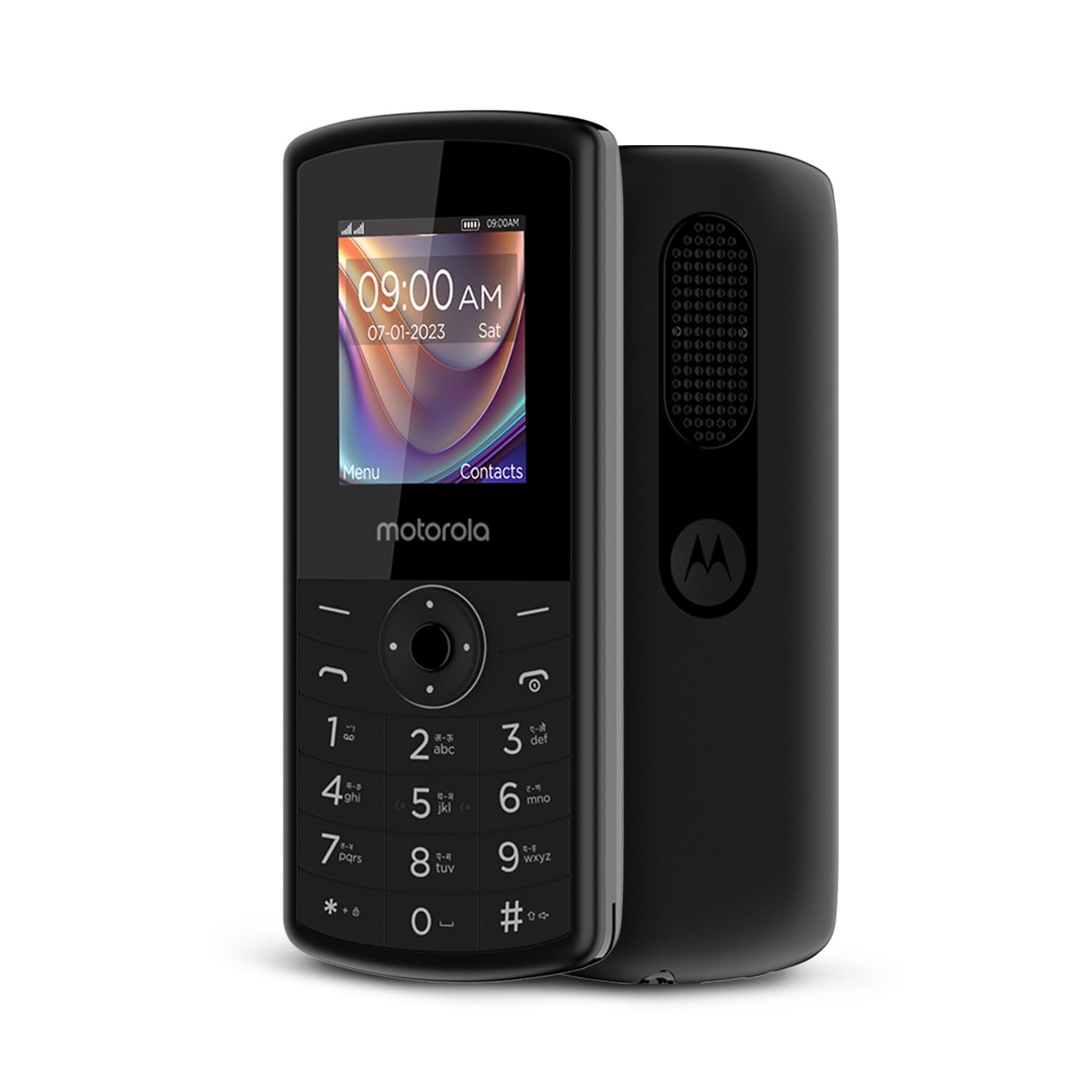 Motorola All-New A10 Dual Sim keypad Phone with Voice Feature 2 Years Replacement Wireless FM Bluetooth Connectivity Auto Call Recording Black