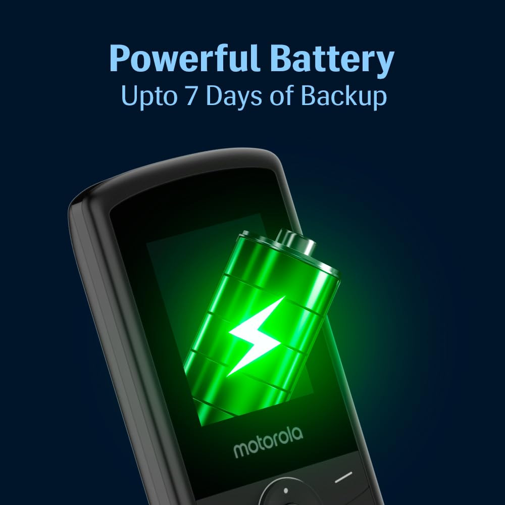 Motorola All-New A10 Dual Sim keypad Phone with Voice Feature 2 Years Replacement Wireless FM Bluetooth Connectivity Auto Call Recording Black