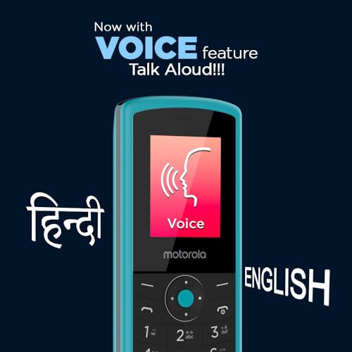 Motorola All-New A10 Dual Sim keypad Phone with Voice Feature 2 Years Replacement Wireless FM Bluetooth Connectivity Auto Call Recording Teal Blue