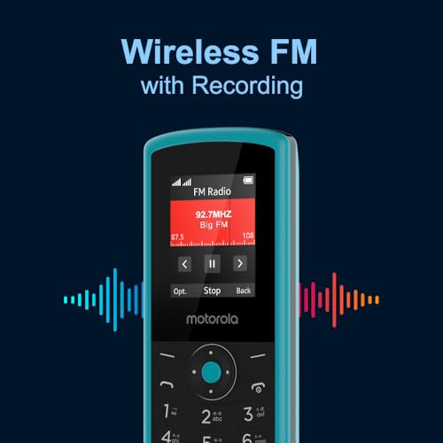 Motorola All-New A10 Dual Sim keypad Phone with Voice Feature 2 Years Replacement Wireless FM Bluetooth Connectivity Auto Call Recording Teal Blue