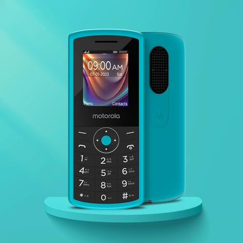 Motorola All-New A10 Dual Sim keypad Phone with Voice Feature 2 Years Replacement Wireless FM Bluetooth Connectivity Auto Call Recording Teal Blue