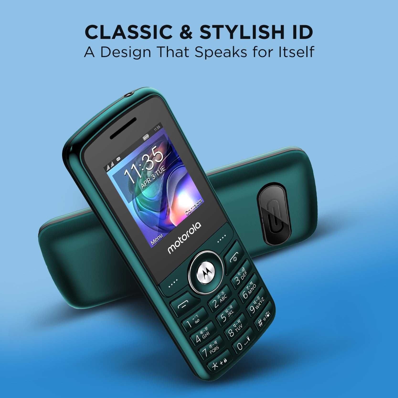 Motorola All-New A200 Dual Sim keypad Phone with Voice Feature 2 Years Replacement Long Lasting Battery Built-in UPI Payments App Wireless FM Auto Call Recording Teal Blue