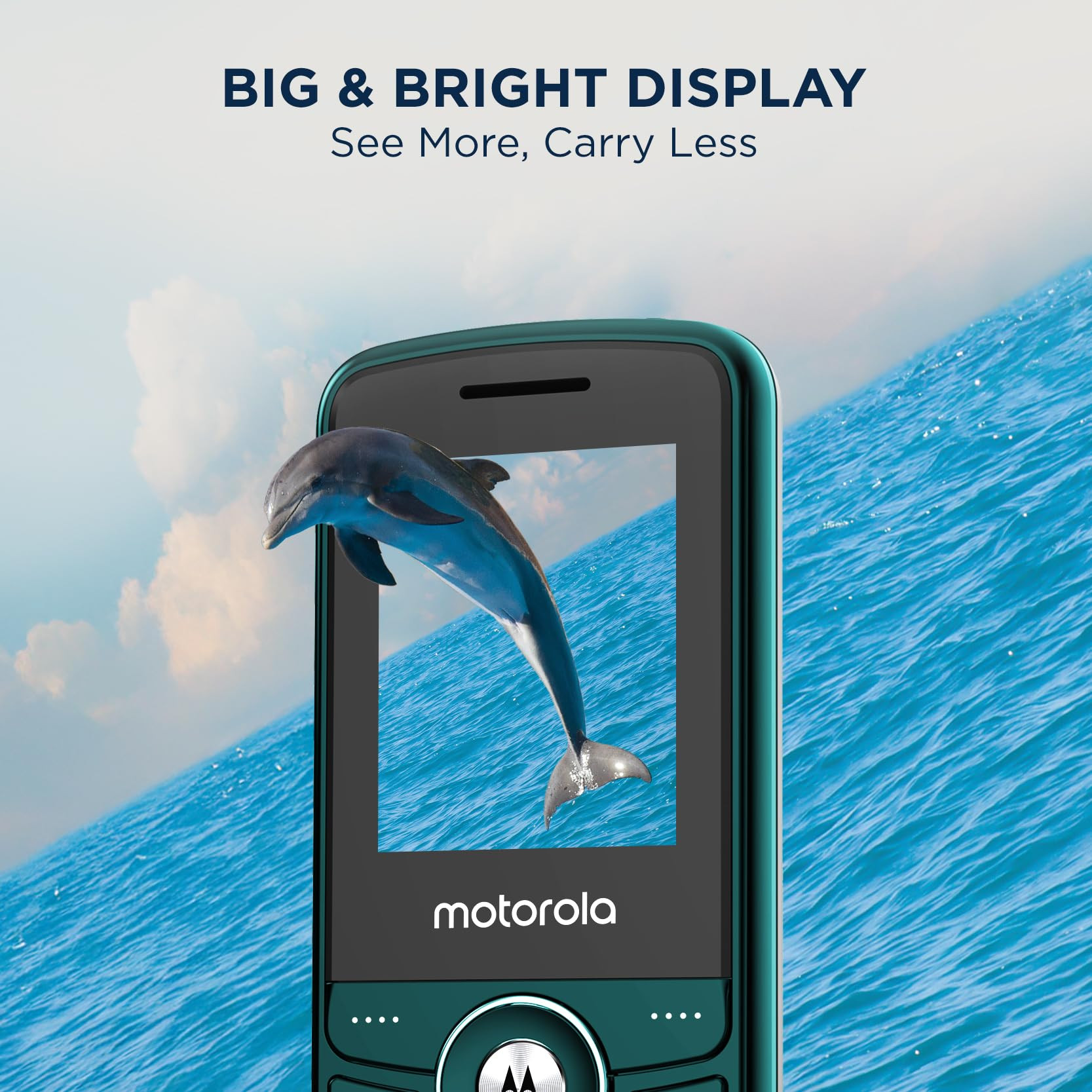 Motorola All-New A200 Dual Sim keypad Phone with Voice Feature 2 Years Replacement Long Lasting Battery Built-in UPI Payments App Wireless FM Auto Call Recording Teal Blue