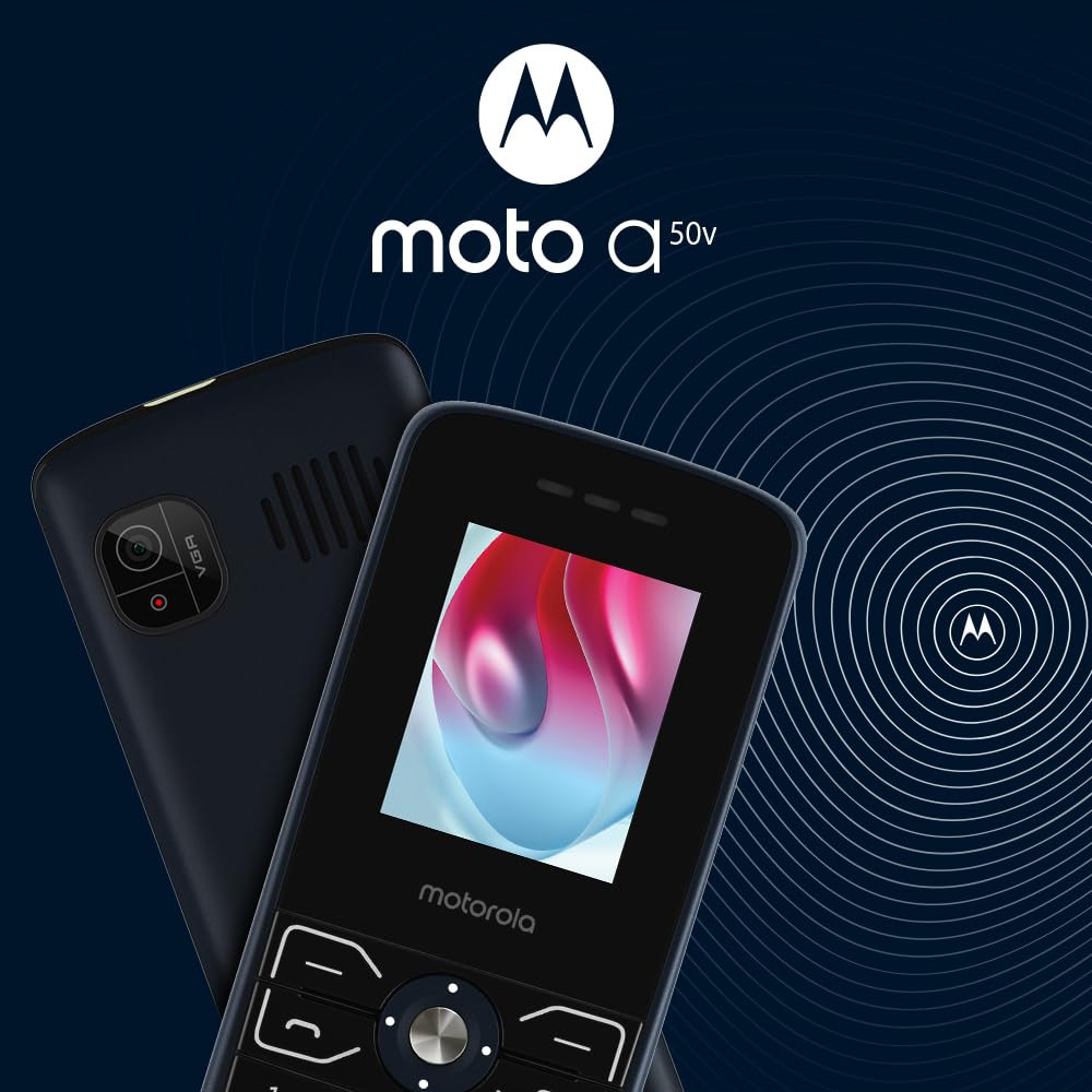 Motorola All-New A50 Dual Sim keypad Phone with Voice Feature 1750 mAh Powerful Battery 2 Years Replacement Warrenty Rear Camera Dark Blue