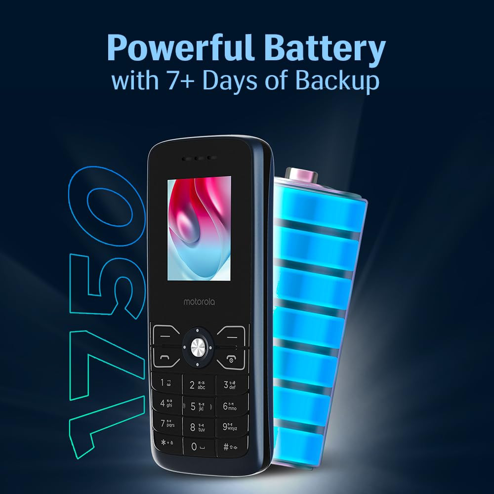 Motorola All-New A50 Dual Sim keypad Phone with Voice Feature 1750 mAh Powerful Battery 2 Years Replacement Warrenty Rear Camera Dark Blue