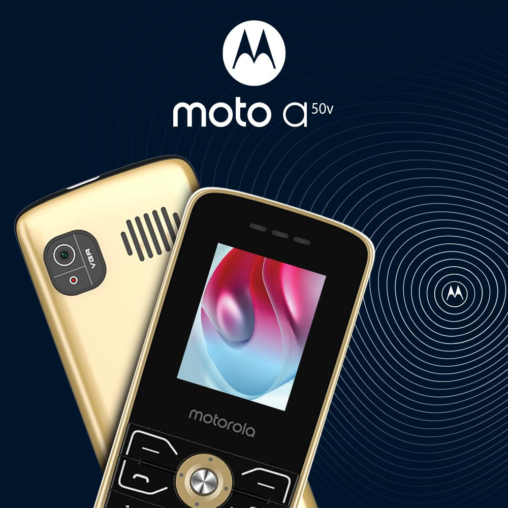 Motorola All-New A50 Dual Sim keypad Phone with Voice Feature 1750 mAh Powerful Battery 2 Years Replacement Warrenty Rear Camera Gold