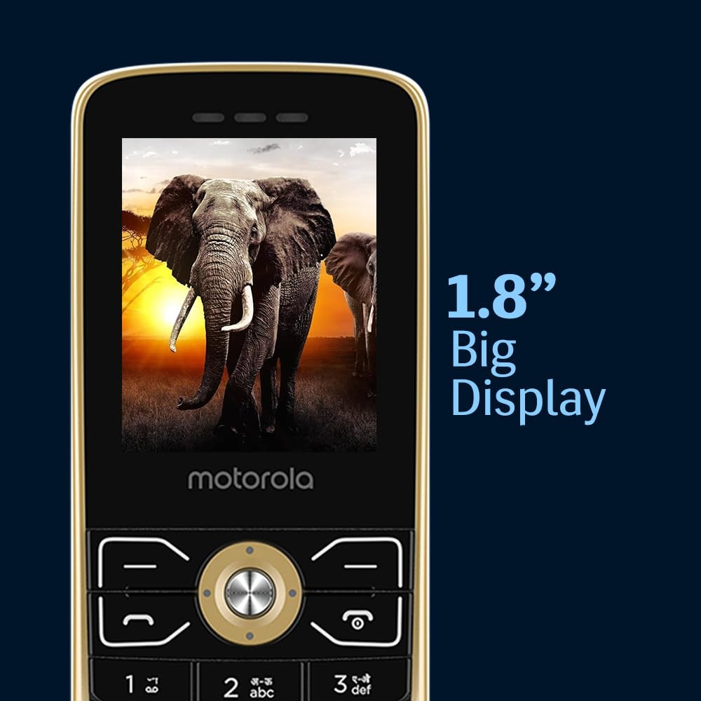 Motorola All-New A50 Dual Sim keypad Phone with Voice Feature 1750 mAh Powerful Battery 2 Years Replacement Warrenty Rear Camera Gold