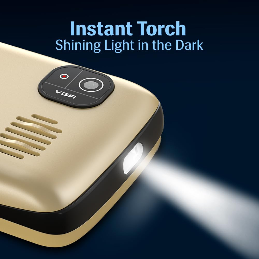 Motorola All-New A50 Dual Sim keypad Phone with Voice Feature 1750 mAh Powerful Battery 2 Years Replacement Warrenty Rear Camera Gold