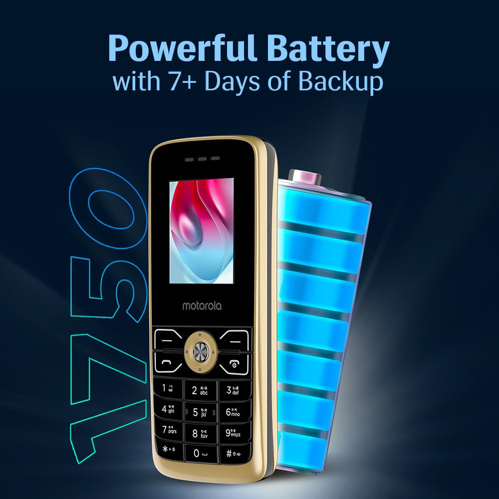 Motorola All-New A50 Dual Sim keypad Phone with Voice Feature  1750 mAh Powerful Battery  2 Years Replacement Warrenty Rear Camera Gold