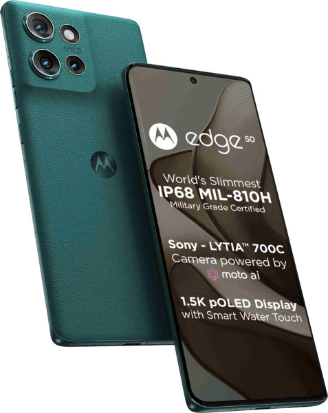 Image of Motorola Edge 50 5G (8GB RAM + 256GB Storage) | 50MP + 13MP + 10MP | 32MP Front Camera | 5000 mAh Battery | Snapdragon 7 Gen 1 Accelerated Edition Processor (Jungle Green)