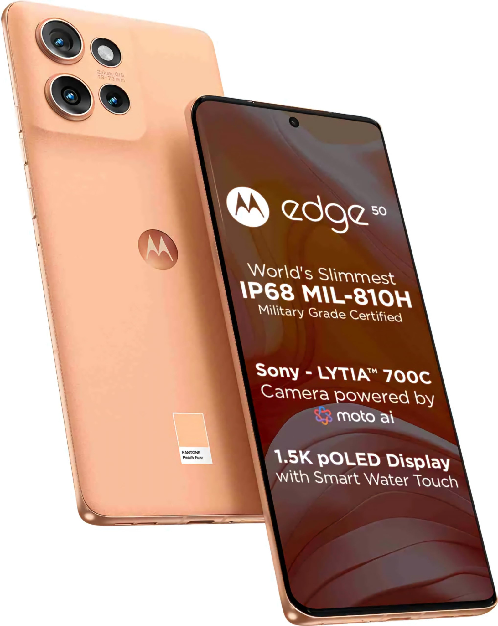 Motorola Edge 50 5G 8GB RAM 256GB Storage 50MP 13MP 10MP 32MP Front Camera 5000 mAh Battery Snapdragon 7 Gen 1 Accelerated Edition Processor Peach Fuzz