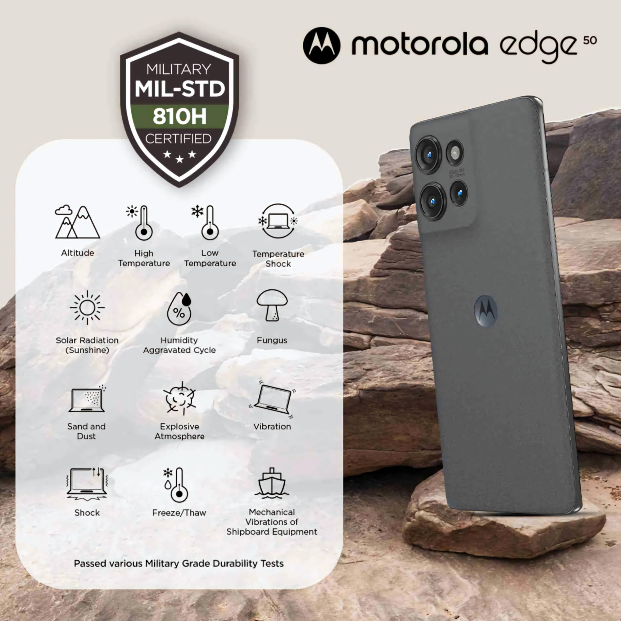 Motorola Edge 50 5G 8GB RAM 256GB Storage 50MP 13MP 10MP 32MP Front Camera 5000 mAh Battery Snapdragon 7 Gen 1 Accelerated Edition Processor Koala Grey