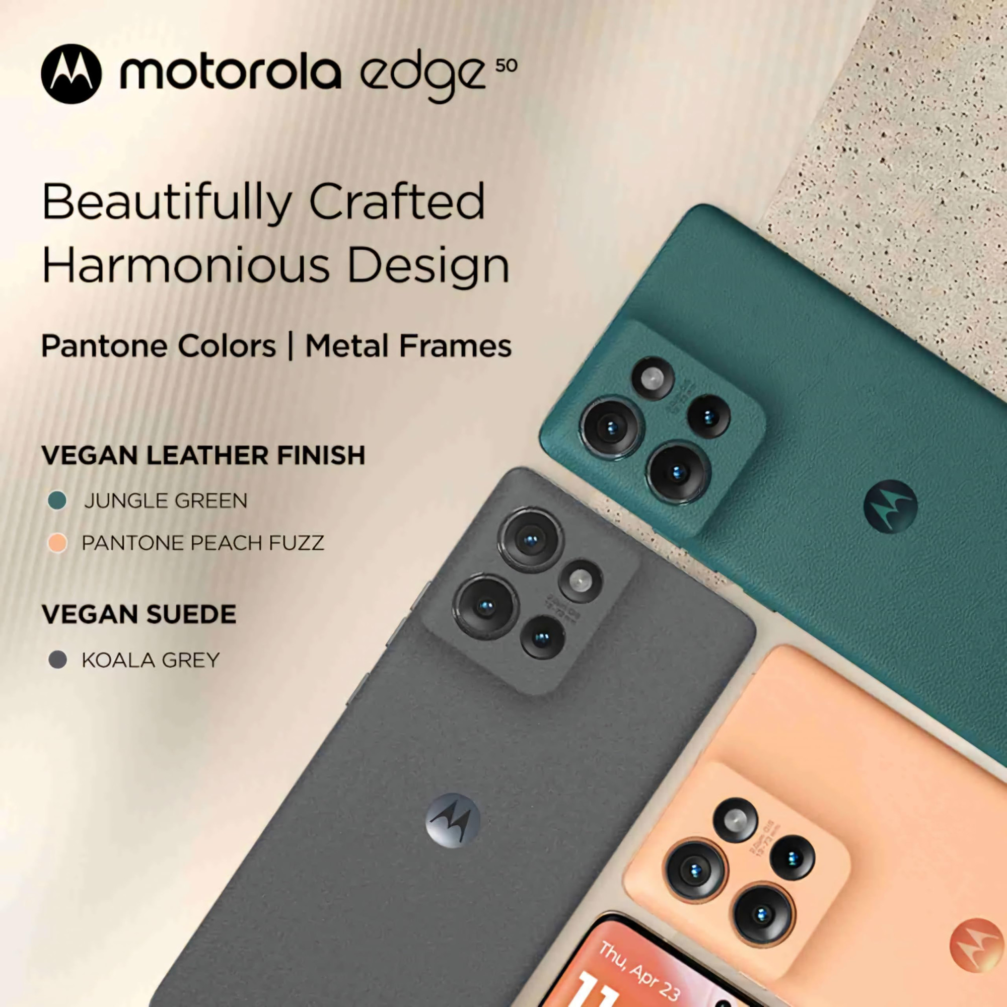 Motorola Edge 50 5G 8GB RAM 256GB Storage 50MP 13MP 10MP 32MP Front Camera 5000 mAh Battery Snapdragon 7 Gen 1 Accelerated Edition Processor Koala Grey