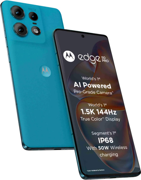 Image of Motorola Edge 50 Pro 5G with 125W Charger (Caneel Bay, 12GB RAM, 256GB Storage)
