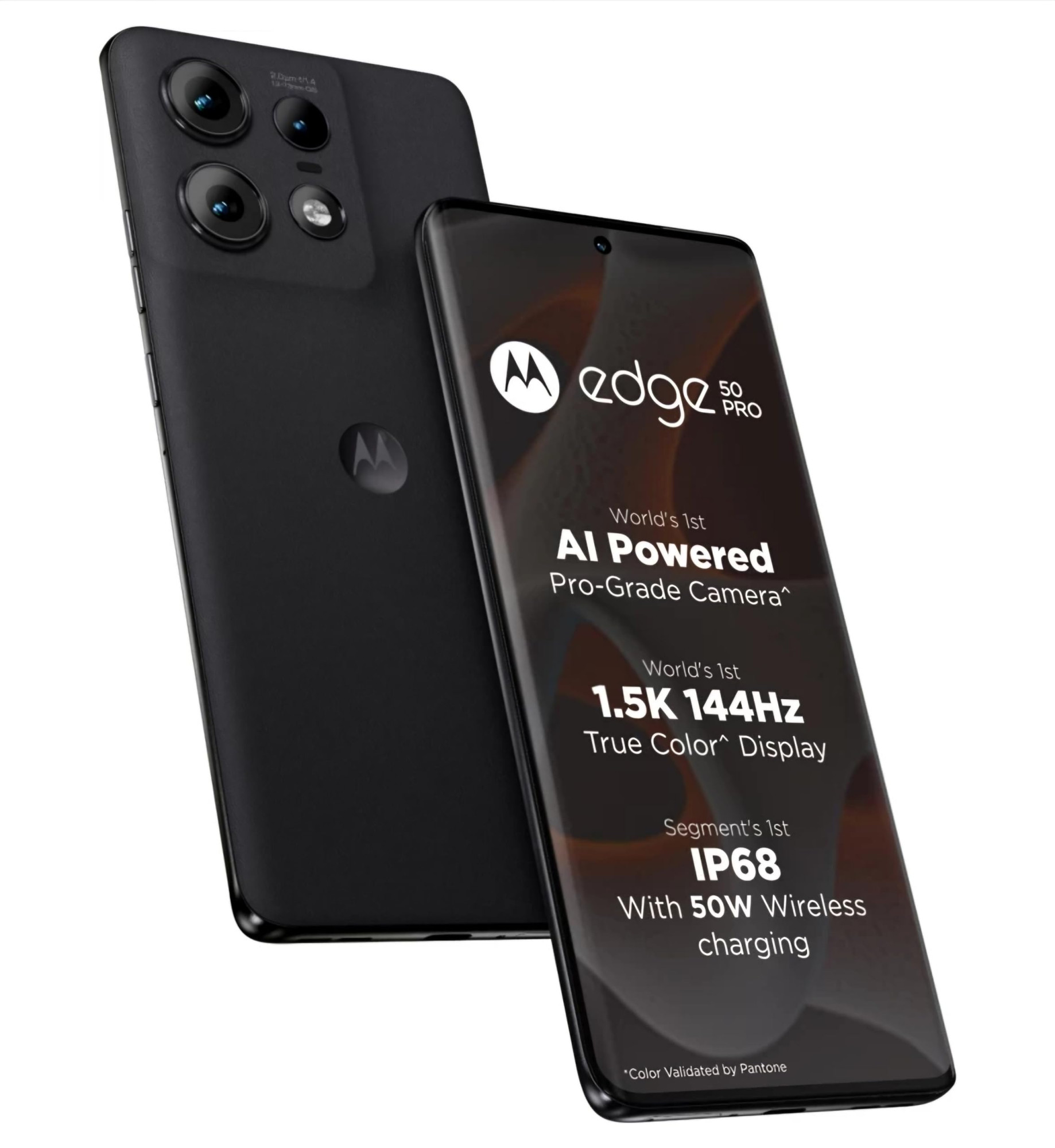 Motorola Edge 50 Pro 5G with 68W Charger Black Beauty 8GB RAM 256GB Storage 16GB 88 RAM with RAM Boost 50MP13MP10MP 50MP Front Camera 68 W TurboPower Charging IP68 Water Protection