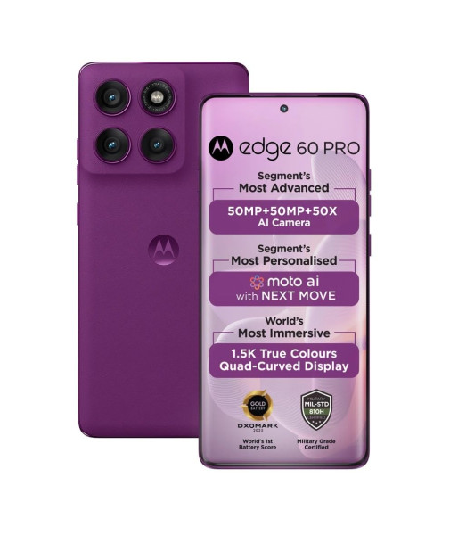 Image of Motorola Edge 60 Pro 5G (Pantone Sparkling Grape, 12GB RAM, 256GB Storage), Purple