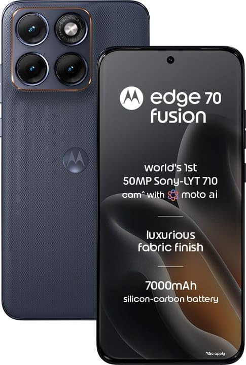 Motorola Edge 70 Fusion 5G Pantone Silhouette 12GB RAM 256GB Storage  AI Features  678-inch 144Hz AMOLED  Snapdragon 7s Gen 4  50MP  13MP Camera  32MP Selfie  7000mAh  68W TurboPower