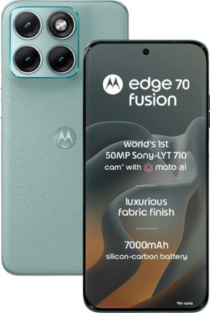 Image of Motorola Edge 70 Fusion (Pantone Blue Surf, 8GB RAM, 128GB Storage) | 6.78" 1.5K 144Hz AMOLED Display | Snapdragon 7s Gen 4 | 50MP Sony LYTIA 710 OIS | 32MP Selfie | 7000mAh Battery | 68W TurboPower |