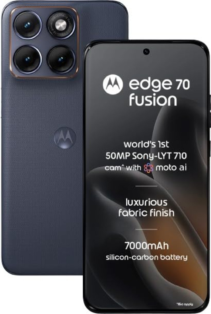 Image of Motorola Edge 70 Fusion (Pantone Silhouette, 12GB RAM, 256GB Storage) | 6.78" 144Hz AMOLED | Snapdragon 7s Gen 4 | 50MP OIS + 13MP Camera | 32MP Selfie | 7000mAh Battery | 68W TurboPower |