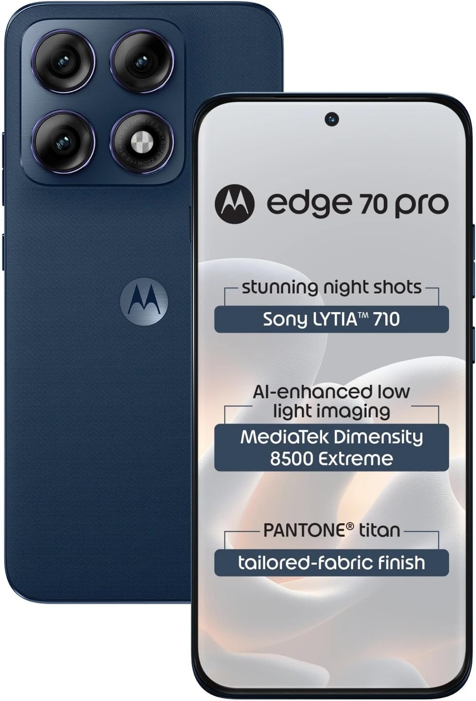 Motorola Edge 70 Pro 5G Pantone Titan Blue 12GB RAM 256GB Storage  Dimensity 8500 Extreme  50MP Dual Camera  6500mAh Battery  68 144Hz AMOLED Display
