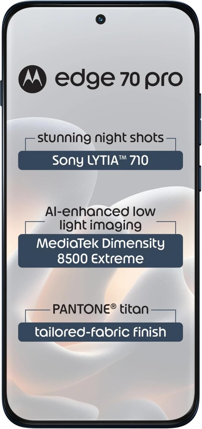 Motorola Edge 70 Pro Tailored Fabric Pantone Titan Blue 8GB RAM 256GB Storage  Dimensity 8500 Extreme  50MP Triple Camera  68 FHD Display  6500mAh Battery