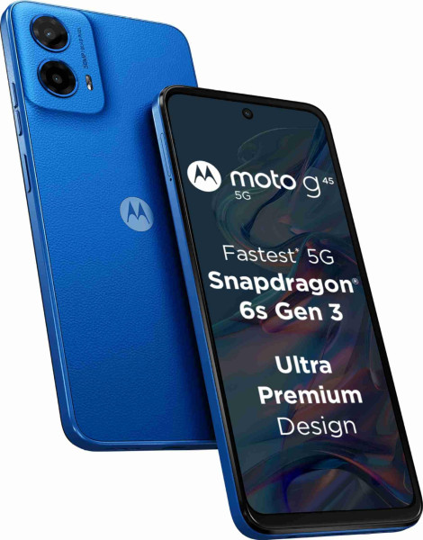 Image of Motorola G45 5G (Brilliant Blue, 4GB RAM, 128GB Storage) | 6.5" FHD+ Display | Snapdragon 6 Gen1 Processor | 50MP Camera | 16MP Front Camera | 5000mAh Battery | 33W Charging