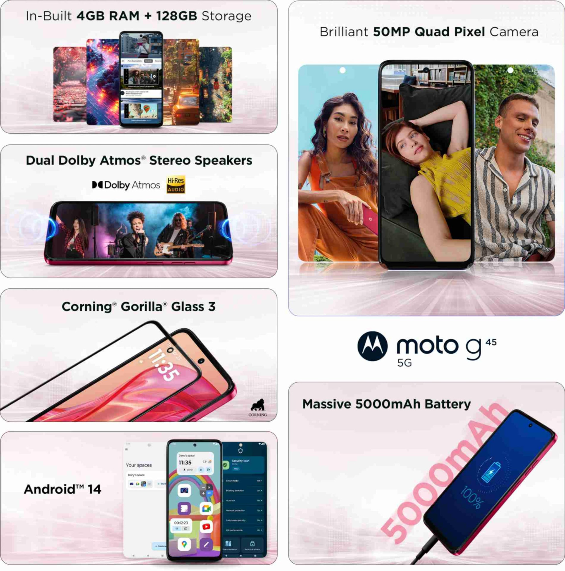 Motorola G45 5G Viva Magenta 4GB RAM 128GB Storage