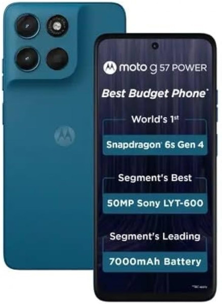 Image of Motorola G57 Power 5G (Corsair, 8GB RAM, 128GB Storage) | Snapdragon 6s Gen 4 Processor | 6.72" FHD+ Display | 50MP LYT-600 + 8MP Ultrawide | 8MP Selfie Camera | 7000mAh Battery, 33W TurboPower | IP64