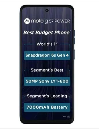Motorola g57 Power 5G Pantone Corsair 128 GB 8 GB RAM  7000 mAh Battery  6s Gen 4 Processor  672 FHD Display  50MP  8MP  8MP Front Camera 