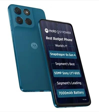 Motorola g57 Power 5G Pantone Corsair 128 GB 8 GB RAM 7000 mAh Battery 6s Gen 4 Processor 672 FHD Display 50MP 8MP 8MP Front Camera