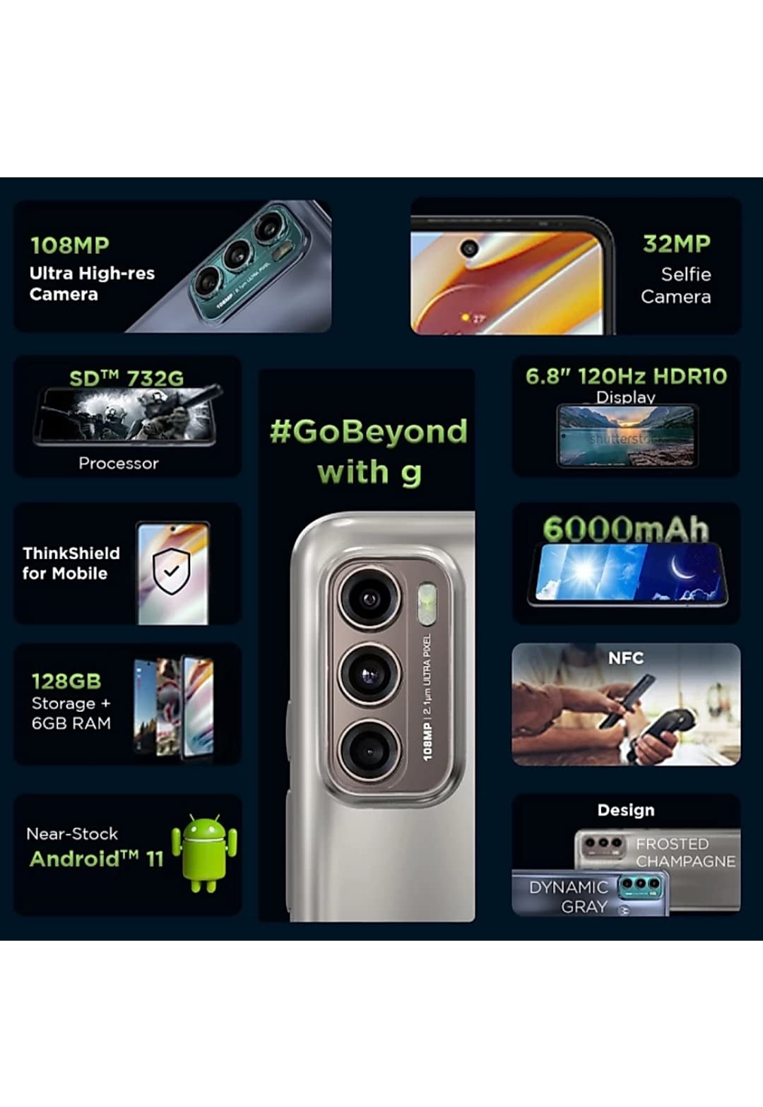 MOTOROLA G60 Frosted Champange 6GB RAM 128GB Storage
