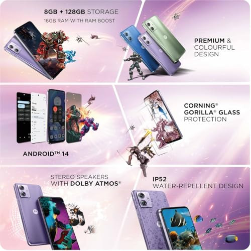 Motorola G64 5G Ice Lilac 12GB RAM 256GB Storage Expandable Upto 2TB Upto 24GB RAM with RAM Boost 50MP OIS 8MP 16MP Front Camera MediaTek Dimensity 7025 Processor 6000 mAh Battery