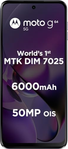 Motorola G64 5G Ice Lilac 8GB RAM 128GB Storage Expandable Upto 2TB Upto 16GB RAM with RAM Boost 50MP OIS 8MP 16MP Front Camera MediaTek Dimensity 7025 Processor 6000 mAh Battery