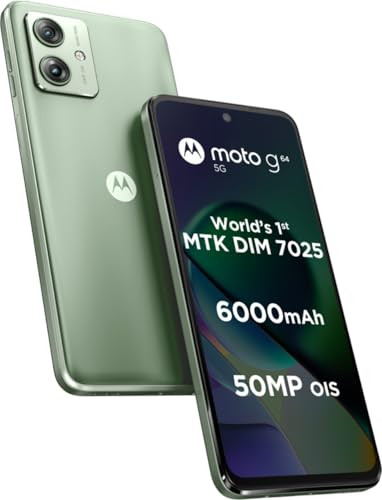 Motorola G64 5G Mint Green 12GB RAM 256GB Storage  Expandable Upto 2TB  Upto 24GB RAM with RAM Boost  50MP OIS  8MP  16MP Front Camera  MediaTek Dimensity 7025 Processor  6000 mAh Battery