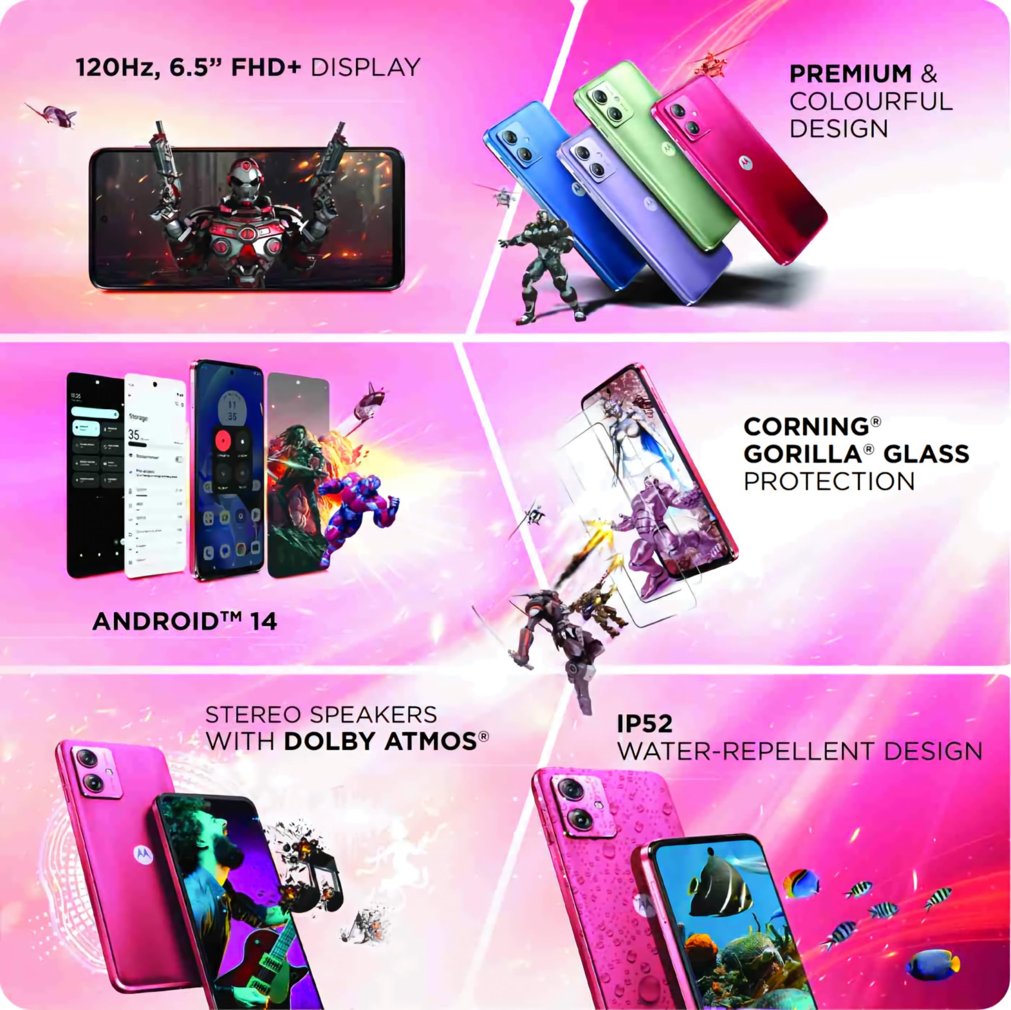 Motorola G64 5G Red Berry 12GB RAM 256GB Storage  Expandable Upto 2TB  50MP OIS  8MP  16MP Front Camera  MediaTek Dimensity 7025 Processor  6000 mAh Battery